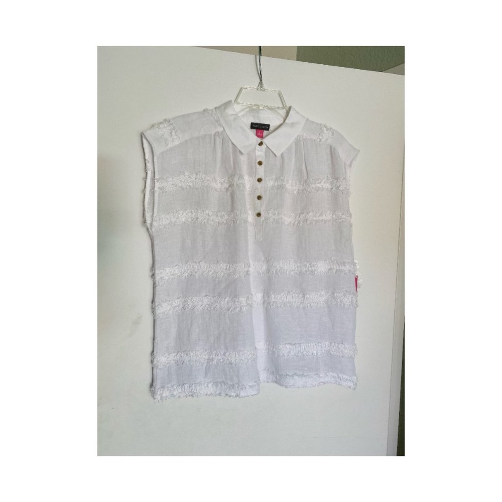 White Linen Eyelash Top